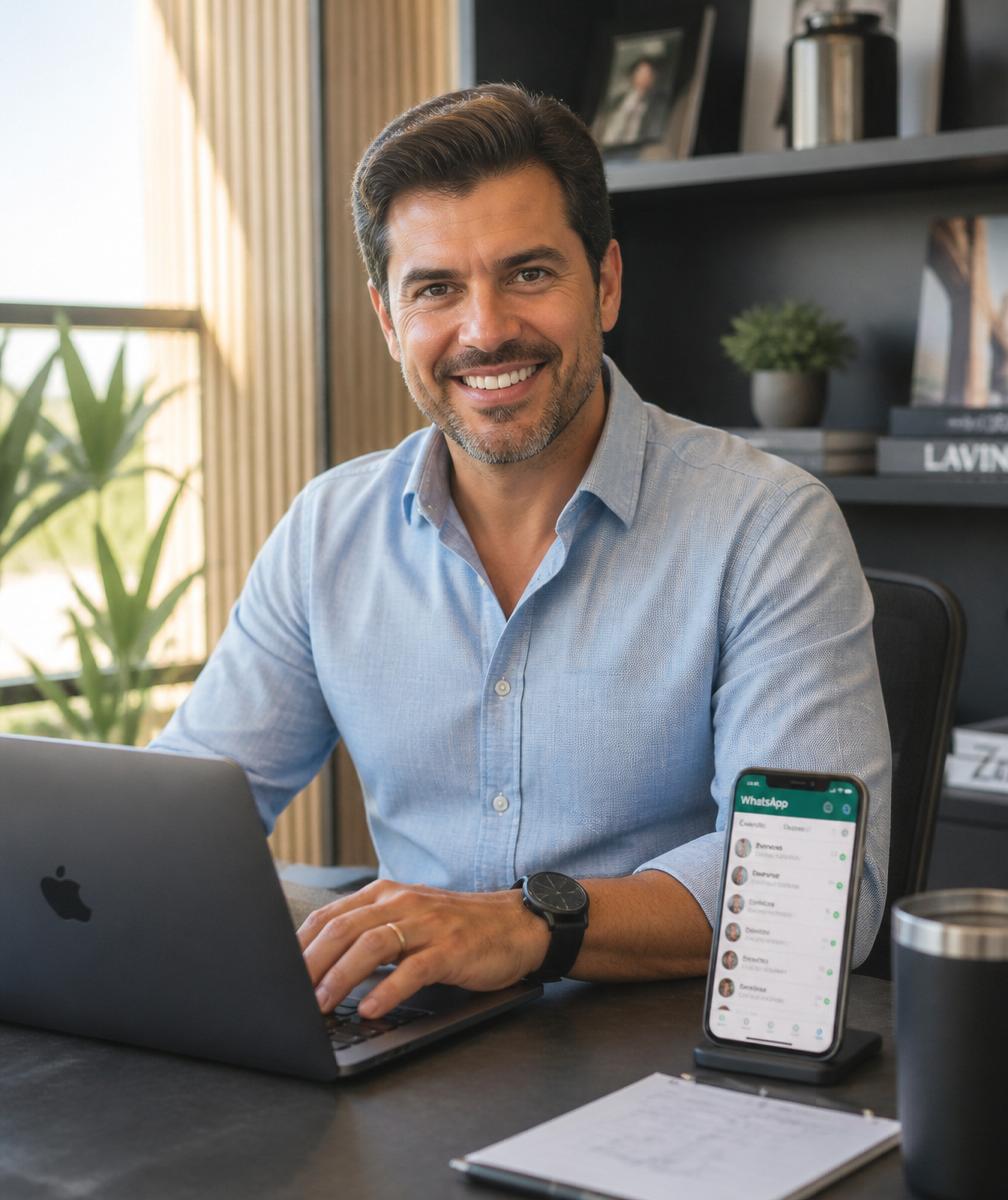 Empresário acompanhando as cobranças automáticas do i9Gestor